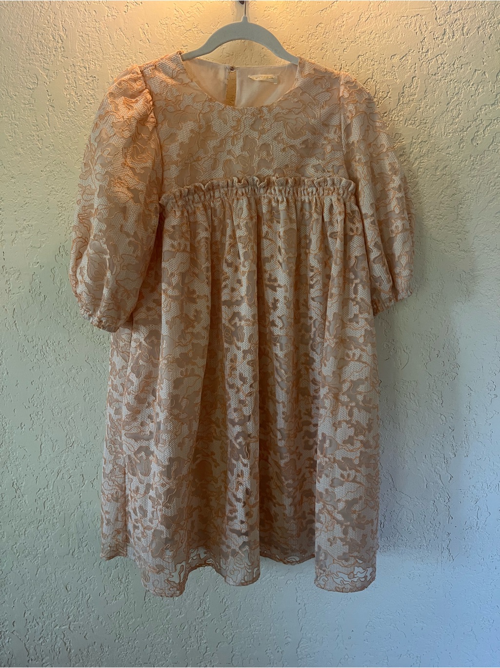 Stine Goya Blush Lace Embroidered Baby Doll Dress Xs